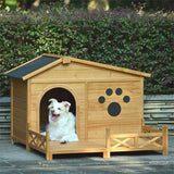 Wooden Dog House with Porch